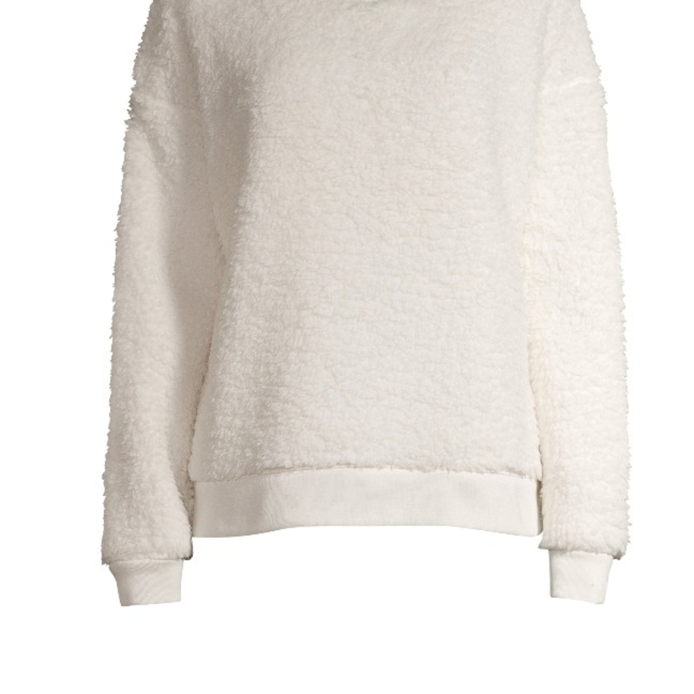 Secret Treasures Cream Fleece Sherpa Top, Ceeam